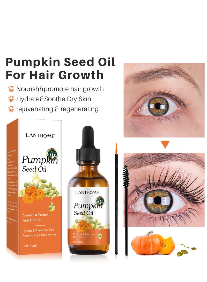 Lanthome Pumpkin Seed Oil,Eyelash Growth Liquid Fast Eyelashes Enhancer Lashes Eyebrows Lift,60ml  - Image 3