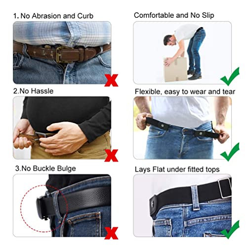 Toxen Invisible Buckle-less Jeans Belt with Ring Adjustable Buckle Free Waist Belt Elastic Belt for Jeans Pants Skirt for Unisex (Black) - Image 4