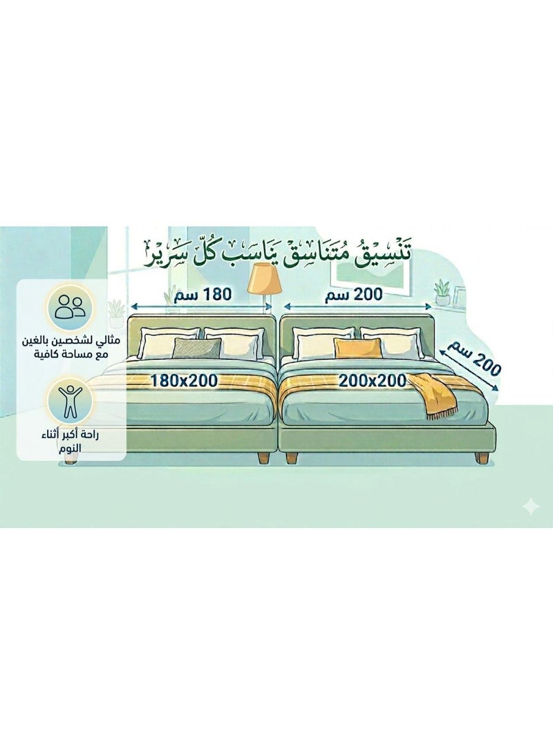 ريد روز طقم مفرش سرير نفرين عرائسي فخم ليضيف الجمال إلى ديكور غرفتك عدد 8 القطع . مقاس 1- لحاف 240*260سم ، 1-شرشف 200*200+30سم، 4- تلبيس مخده 50*75 سم، 2-خدادية 50*50 سم. - Image 5