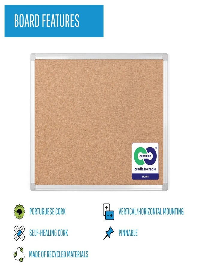 MasterVision Earth Cork Bulletin Board, 24" x 36", Pin Board with Aluminum Frame - Image 3