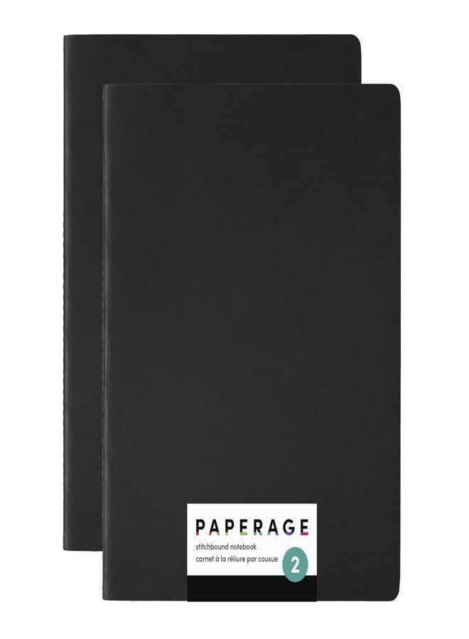 PAPERAGE Soft Cover Blank Journal Notebook, 2 Pack, (Black), 100 Pages, Large 7.5 inches x 9.5 inches, Ideal for Sketch Book, Note Taking & Travel Journal - Image 1