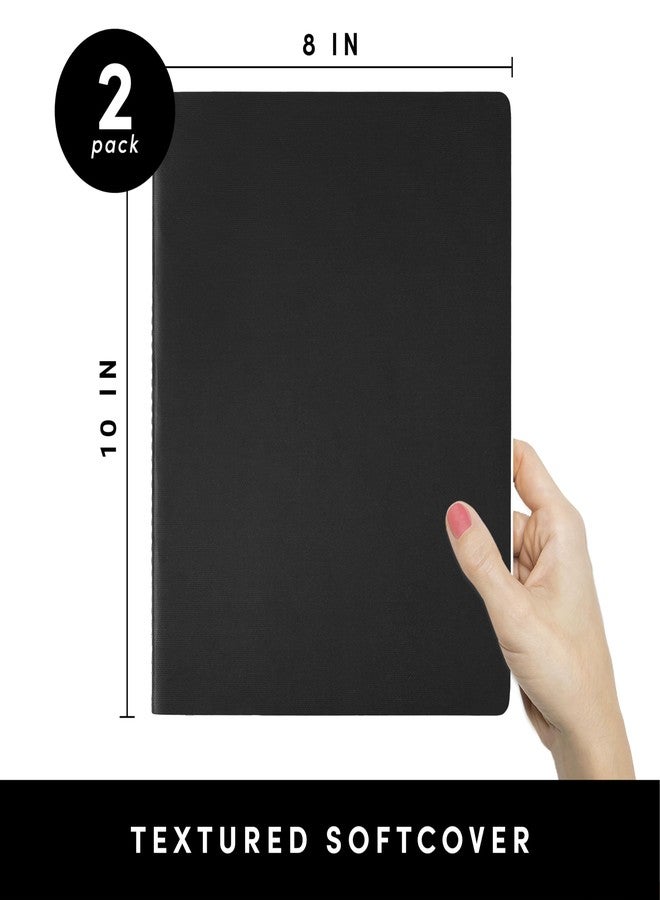 PAPERAGE Soft Cover Blank Journal Notebook, 2 Pack, (Black), 100 Pages, Large 7.5 inches x 9.5 inches, Ideal for Sketch Book, Note Taking & Travel Journal - Image 2