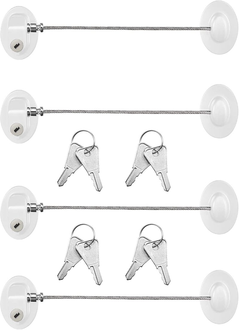 Hotop 4 Pack Refrigerator Door Lock with Keys Adhesive Fridge Freezer Door Lock File Drawer Lock for Child Safety and Privacy (White) - Image 1