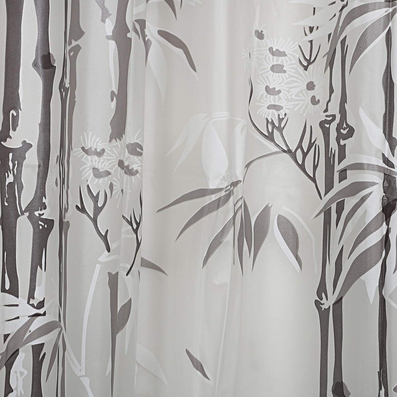 Groki Bamboo Design PlasticPVC Bathroom Water Proof Shower Curtain with 8 Hooks 9ft 54x84 Grey - Image 3
