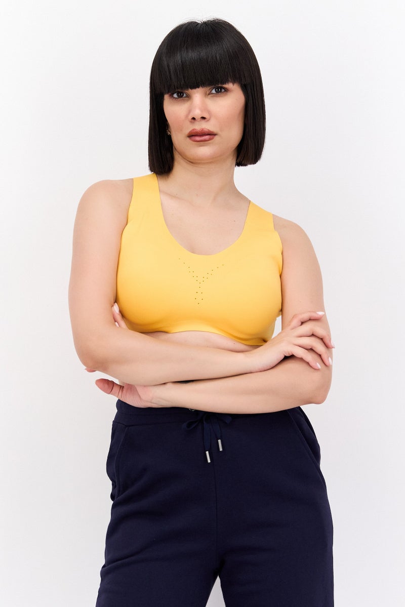 Brooks Women Sportswear Fit Lightly Padded Running Sports Bra, Yellow  - Image 1