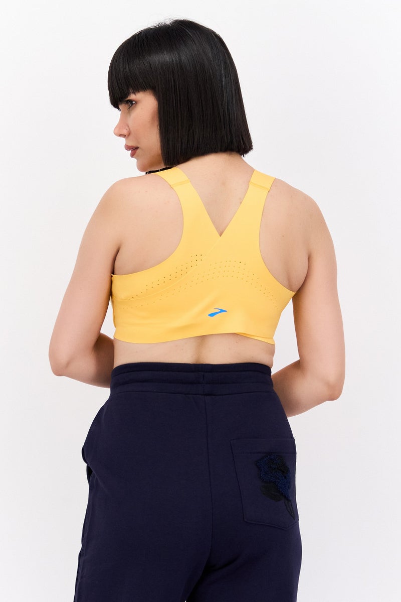 Brooks Women Sportswear Fit Lightly Padded Running Sports Bra, Yellow  - Image 3