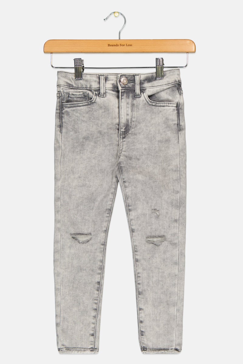 GAP Kids Girl High Rise Washed Denim Jeans, Grey - Image 1