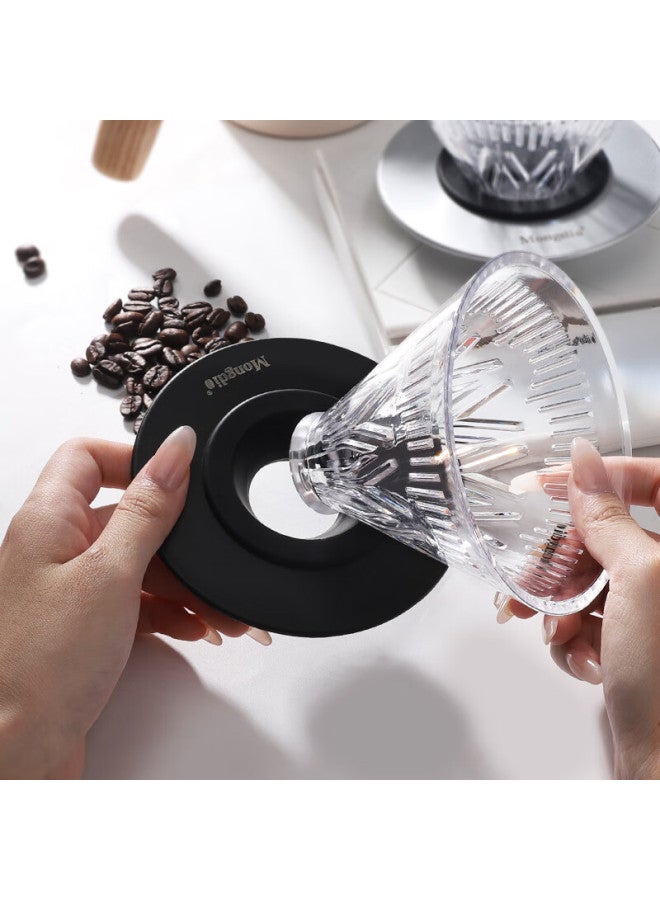 Mongdio Pour-over Coffee Dripper, V60 Filter Basket, Funnel Filter, V02 Filter Cup With White Base - Image 5