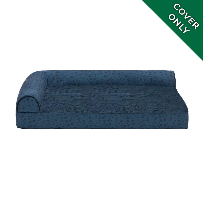 Furhaven Replacement Dog Bed Cover Plush & Almond Print L Shaped Chaise, Machine Washable - Blue Almonds, Medium - Image 2