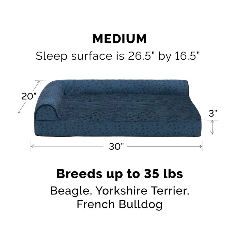 Furhaven Replacement Dog Bed Cover Plush & Almond Print L Shaped Chaise, Machine Washable - Blue Almonds, Medium - Image 3