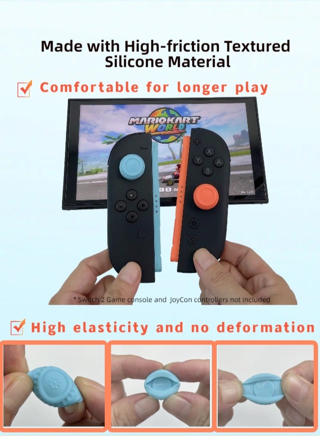 CoolRabbie Thumb Grips Joystick Cap Analog Stick Cover for Nintendo Switch 2 Joy-Con,Silicone Caps for Switch 2 Pro Controller,Blue&Orange,3 Pairs(6pcs) - Image 4