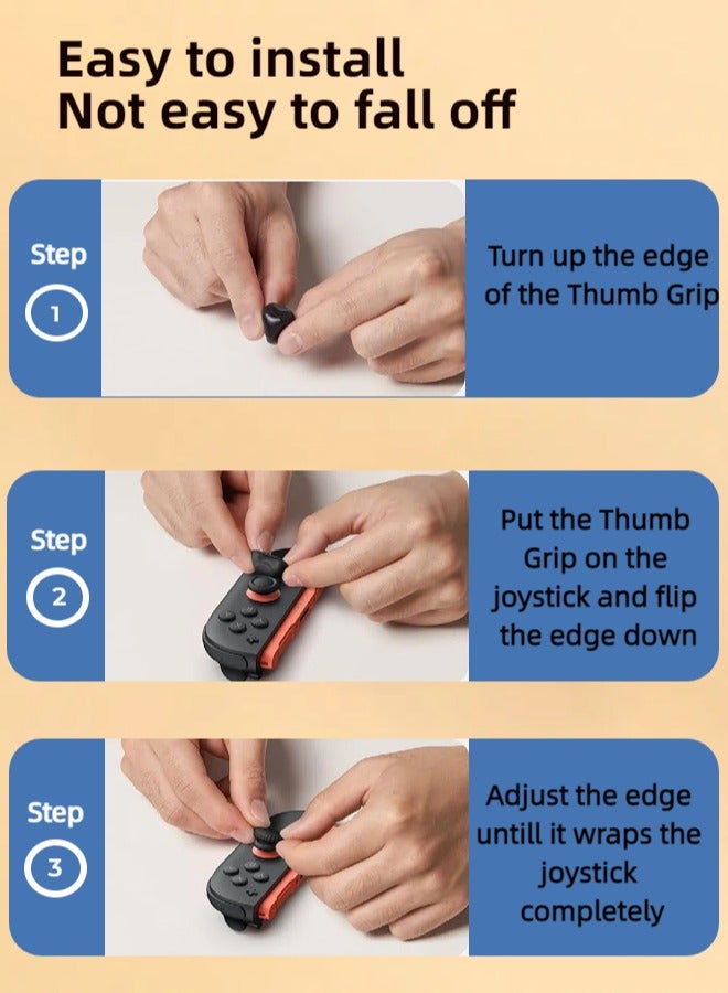 CoolRabbie Thumb Grips Joystick Cap Analog Stick Cover for Nintendo Switch 2 Joy-Con,Silicone Caps for Switch 2 Pro Controller,Blue&Orange,3 Pairs(6pcs) - Image 5