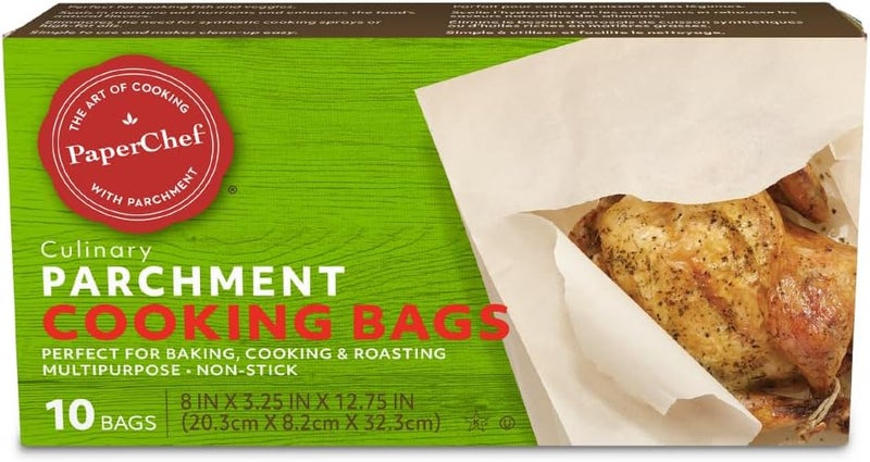 PaperChef Culinary Parchment Cooking Bags - 10 Count, Non-Stick and Versatile for Baking, Cooking, and Roasting - Image 1