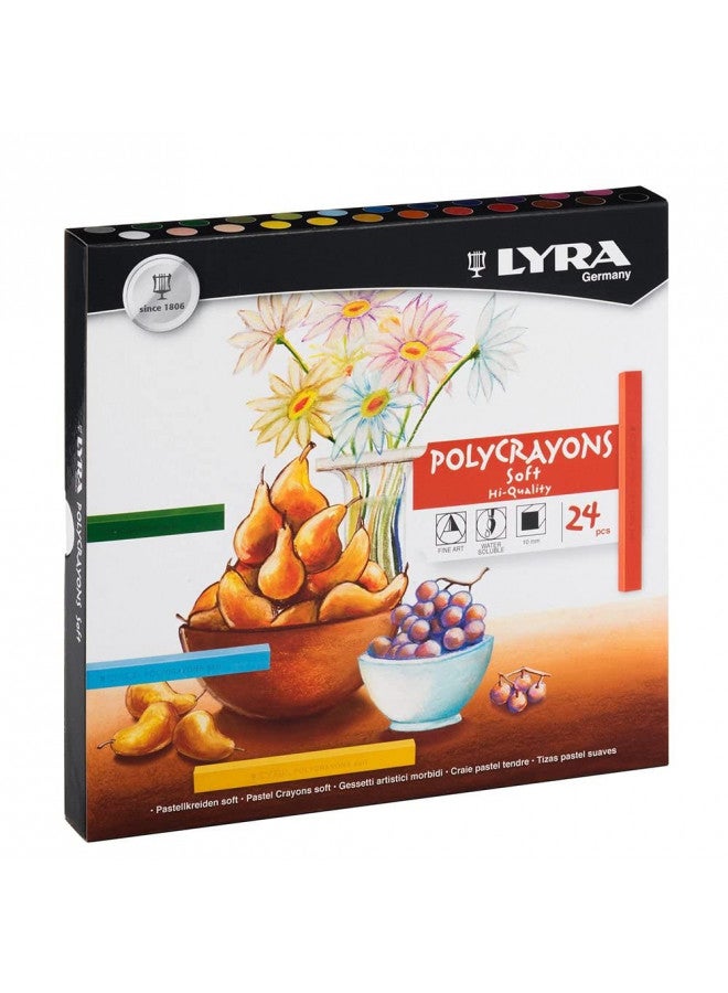 Lyra ألوان ليبرا بولي كرايونز باستيل ناعمة، مجموعة من 24 قلم تلوين، ألوان متنوعة (5651240) - Image 1