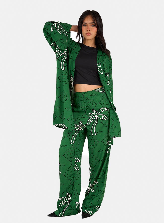 Clue Palm Printed Green Pants  - Image 5