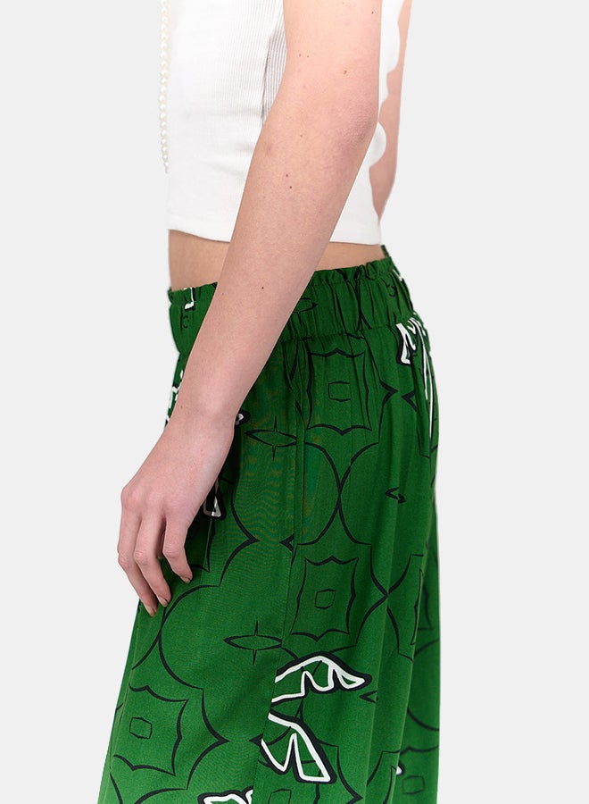 Clue Palm Printed Green Pants  - Image 3
