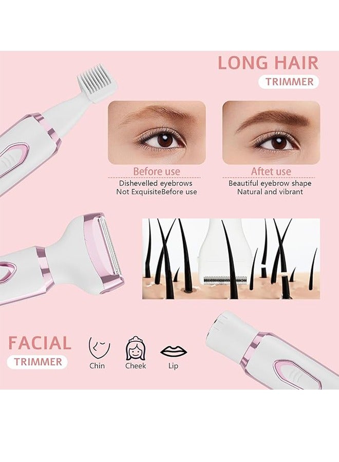 Power Shaver Women Painless 4 In 1 Women Shaver Cordless Rechargeable Face Eyebrow Shaver And Nose Hair Trimmer Lip Body Bikini Trimmer Women Beauty Set 3028 White - Image 2