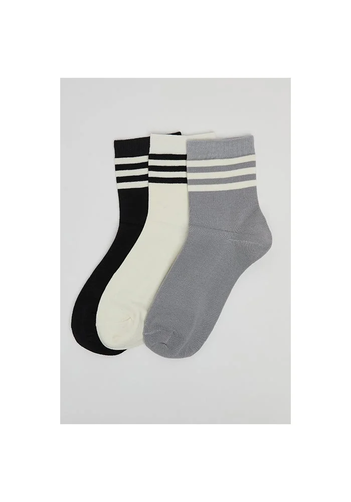 أر أند بي 3 Pack Striped Crew Socks