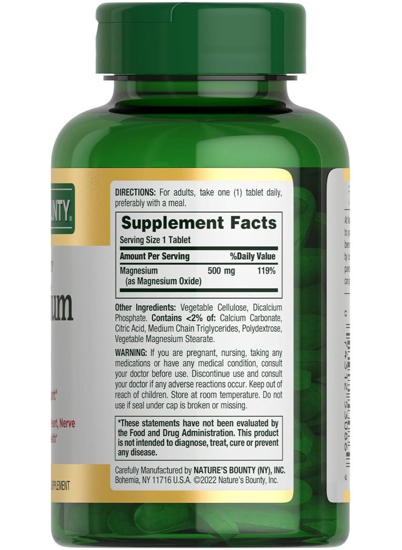 NATURE'S BOUNTY - High Potency Magnesium, 500mg - 200 Coated Tablets - Image 1