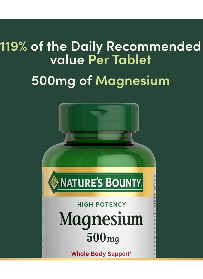 NATURE'S BOUNTY - High Potency Magnesium, 500mg - 200 Coated Tablets - Image 1