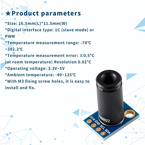 EC Buying MLX90614ESF-DCI Non-Contact Infrared Temperature Sensor Module High Precision Infrared Temperature Sensor Module Long Distance 50cm Serial Port IIC Suitable for Arduino/DIY (GY-906-DCI) - Image 2