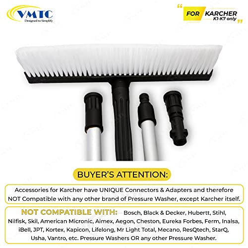 VMTC Power Scrubber Brush with 2 Extension Rods and Wheel Brush Kit High-Pressure Car Washer Accessories Compatible with Karchre K1–K7 Pressure Washers - Image 4