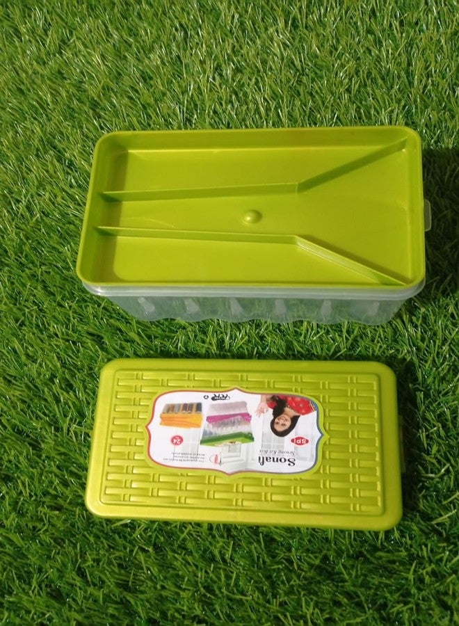 DAIDSUKE® Plastic 24 Reels Storage Sewing Supplies Organizer Rectangular Tailoring Accessories Empty Box with 27 Needle Set Free Needle Empty Box Small Size 24 Spools Tailor kit (Random Color) - Image 4