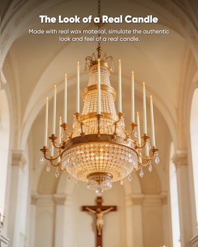 Homemory 15 inches Real Wax Flameless Taper Candles with Remote Timer, 6 Pcs White LED Taper Candles Battery Operated with 3D Flickering Flame, Window Candle Led Candlesticks for Dinners Home Decor - Image 4