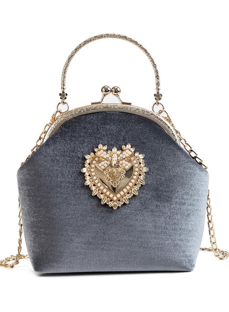 AROAQ Women's Elegant Evening Clutch Handbag Velvet Purse Crossbody Vintage Satchel Shoulder Bag for Prom Party Wedding - Image 1