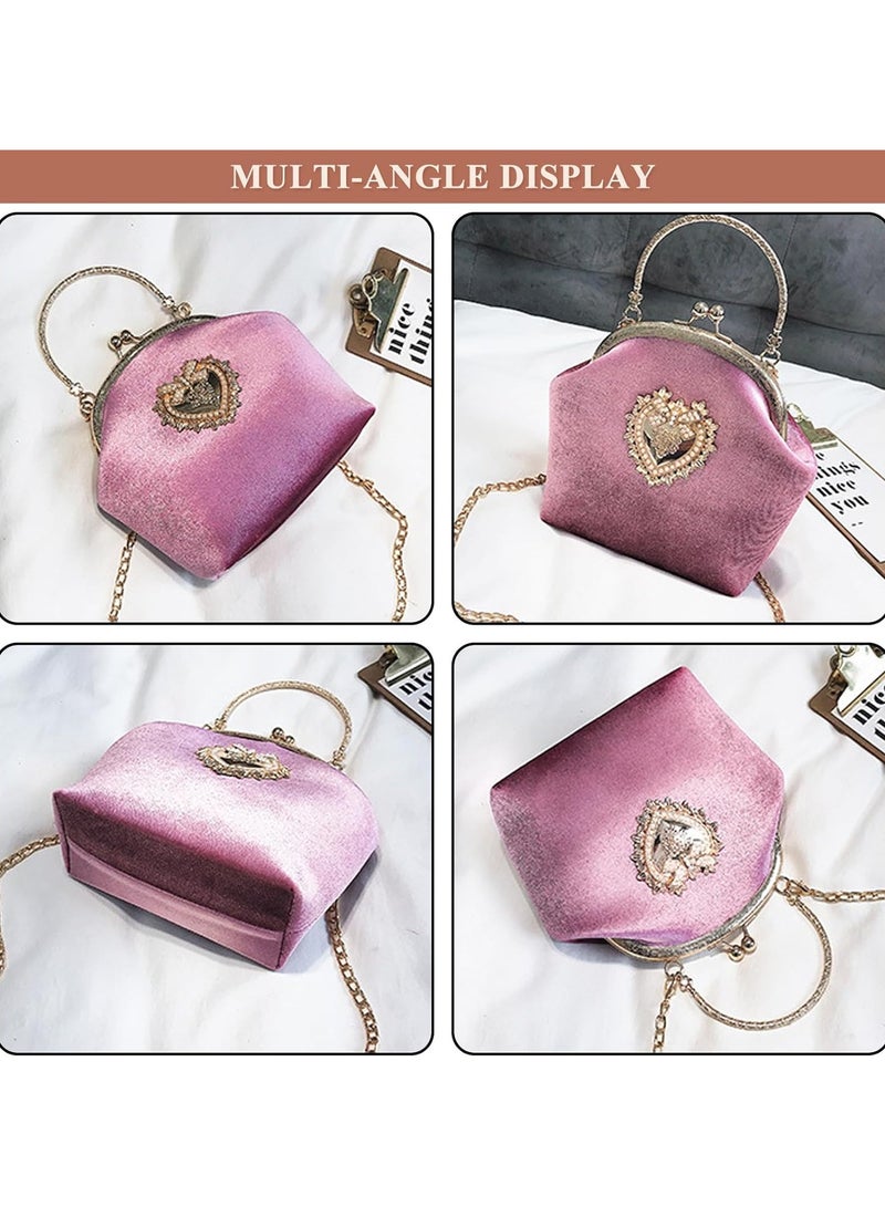 AROAQ Women's Elegant Evening Clutch Handbag Velvet Purse Crossbody Vintage Satchel Shoulder Bag for Prom Party Wedding - Image 2