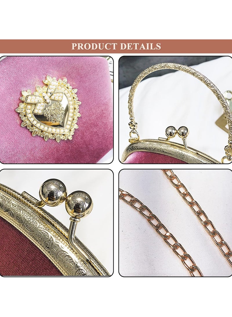 AROAQ Women's Elegant Evening Clutch Handbag Velvet Purse Crossbody Vintage Satchel Shoulder Bag for Prom Party Wedding - Image 3