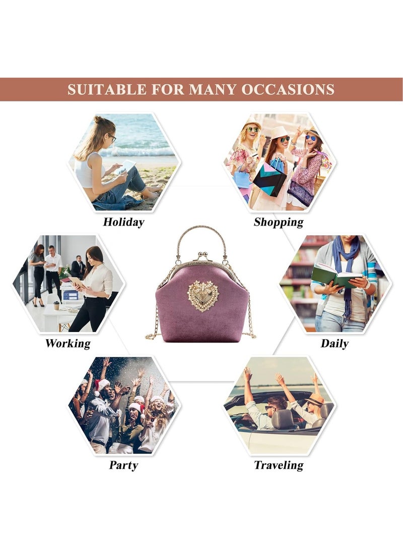 AROAQ Women's Elegant Evening Clutch Handbag Velvet Purse Crossbody Vintage Satchel Shoulder Bag for Prom Party Wedding - Image 5