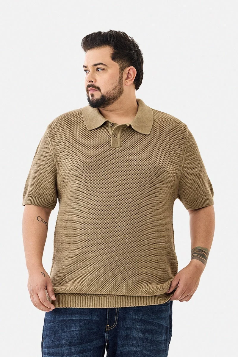 سنيتش تيشيرت بولو مقاس كبير كروشيه