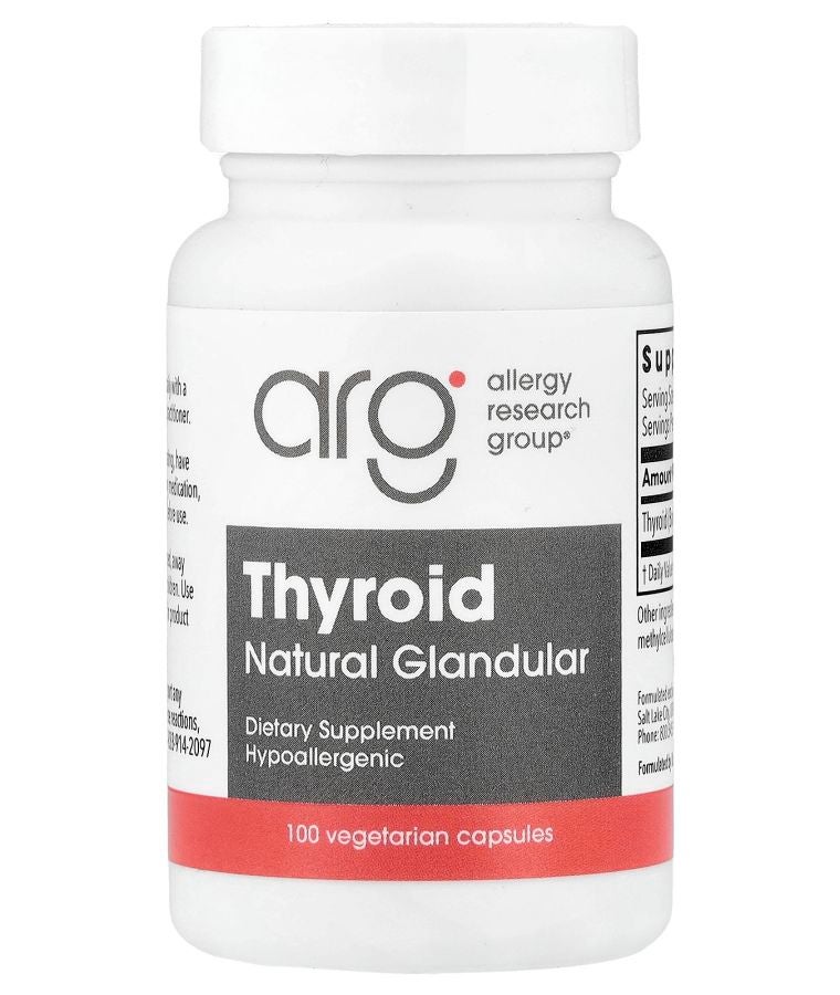 Allergy Research Group Thyroid Natural Glandular 40 mg 100 Vegetarian Capsules