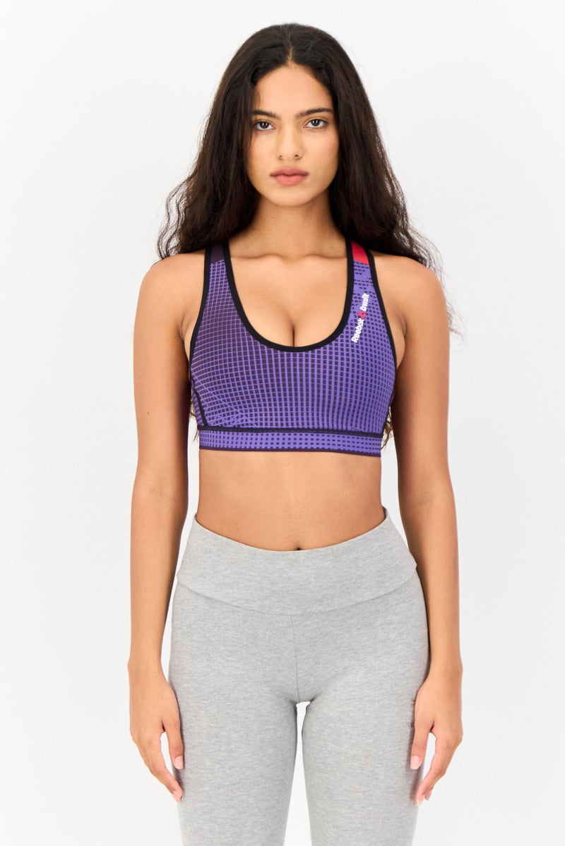 Reebok سوتيان رياضي غير مبطن بشعار العلامة التجارية للنساء، متعدد الألوان - Image 1