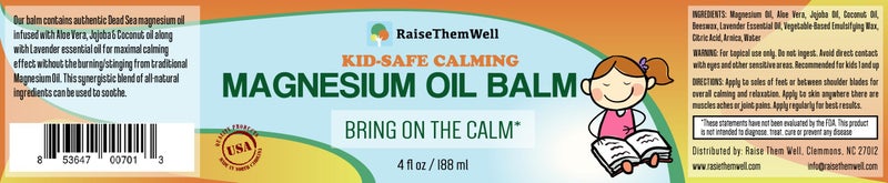 Raise Them Well Kids Calming Magnesium Balm – 4 fl oz | Natural Anxiety & Sleep Support Cream with Lavender, Coconut Oil & Jojoba | Soothing Magnesium Oil for Toddlers & Children - Image 2
