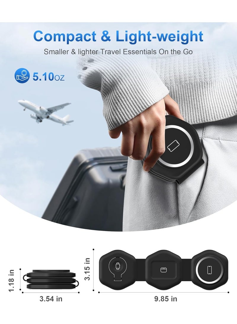 General 3 in 1 Wireless Charging Station for Apple MagSafe Charger, Foldable Magnetic Travel Charger for Multiple Devices iPhone 16 15 14 13 12 Series Apple Watch AirPods Pro Black  - Image 2