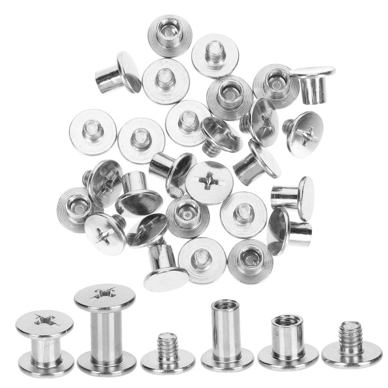 75pcs Nickel-Plated Steel Binding Screws Set, 6/8/10mm Assortment for Scrapbook, Photo Album, Leather Saddle, Belt Buckle Fastening, Bookbinding and Purse Repair - Image 1
