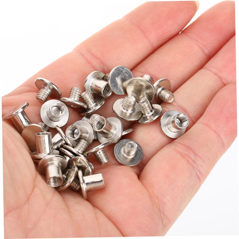 75pcs Nickel-Plated Steel Binding Screws Set, 6/8/10mm Assortment for Scrapbook, Photo Album, Leather Saddle, Belt Buckle Fastening, Bookbinding and Purse Repair - Image 3