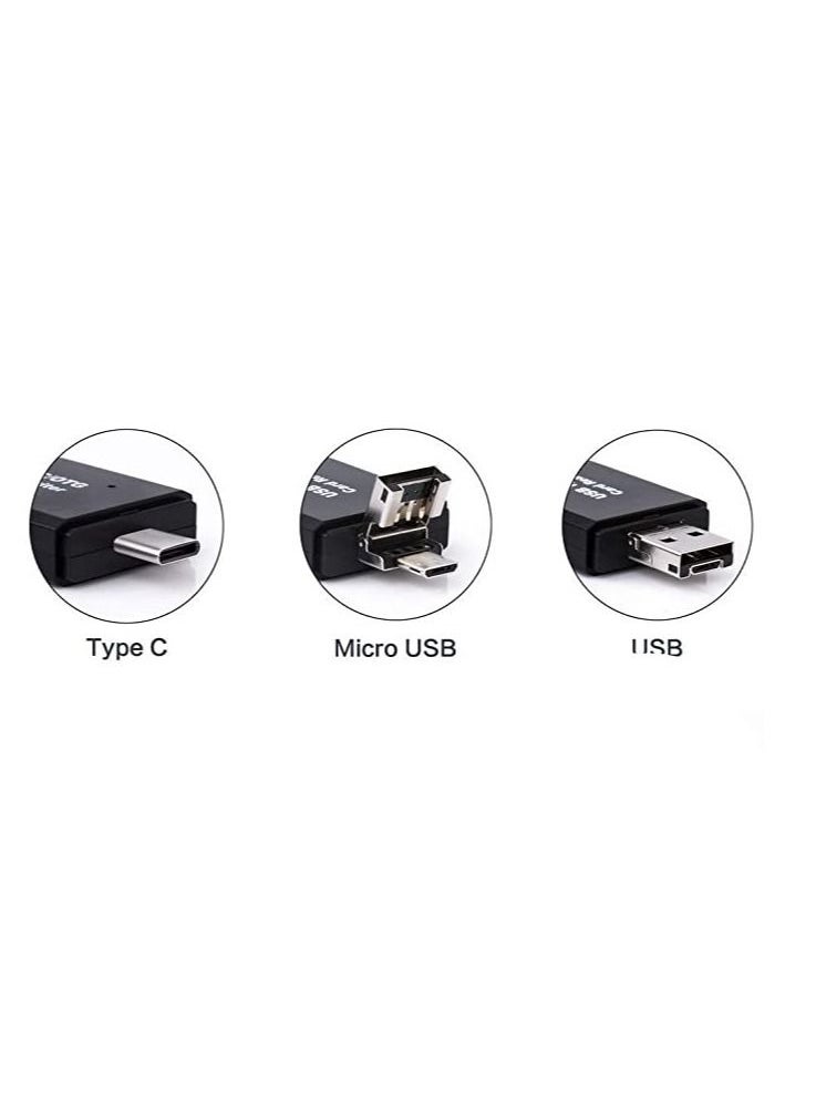 GO-DES - 3 In 1 Type-C Otg Extension High Speed Tf Memory Card Reader For Pc Computer Phone Black - Image 1