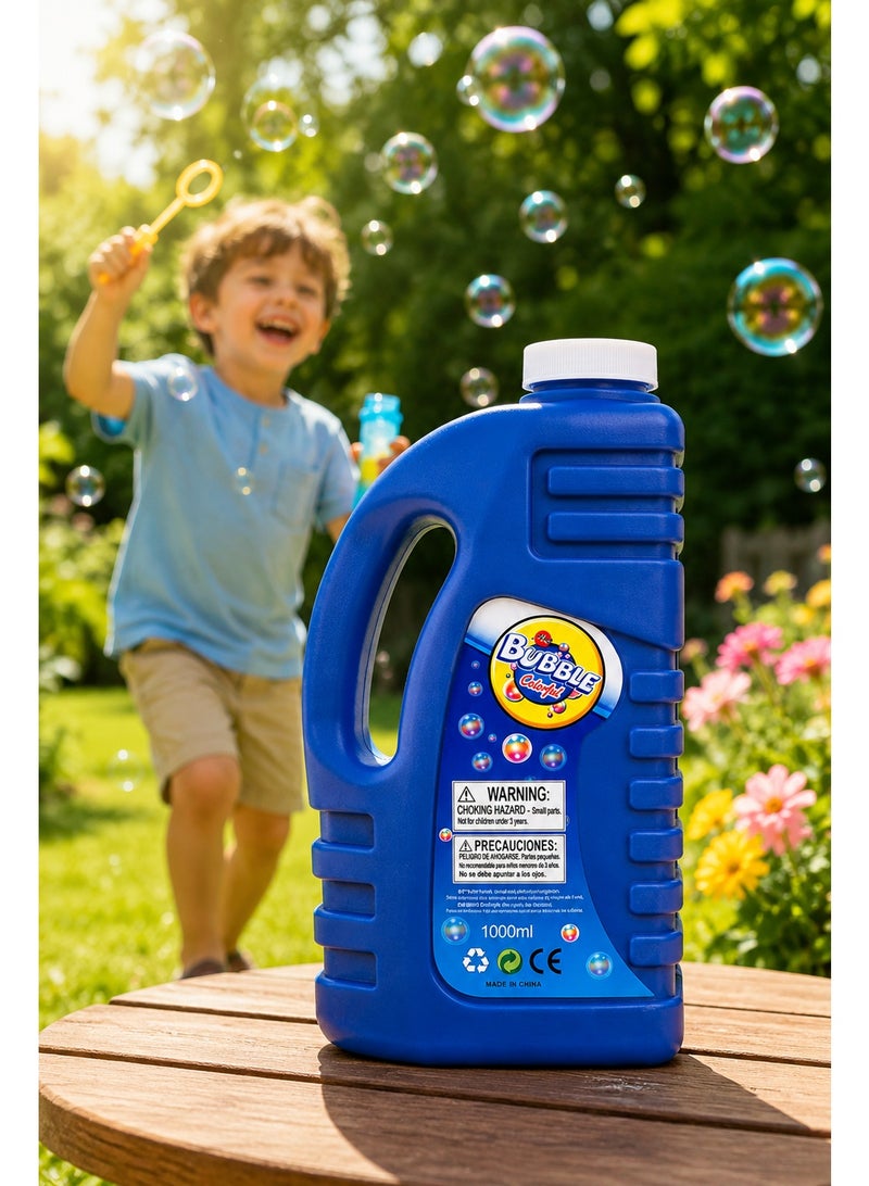 Bubble Refill Liquid 1000ml Blue Bottle – Large Capacity Bubble Solution Refill with Easy-Grip Handle, Secure Screw Cap for Bubble Wands, Bubble Machines, Outdoor Play & Party Fun - Image 5