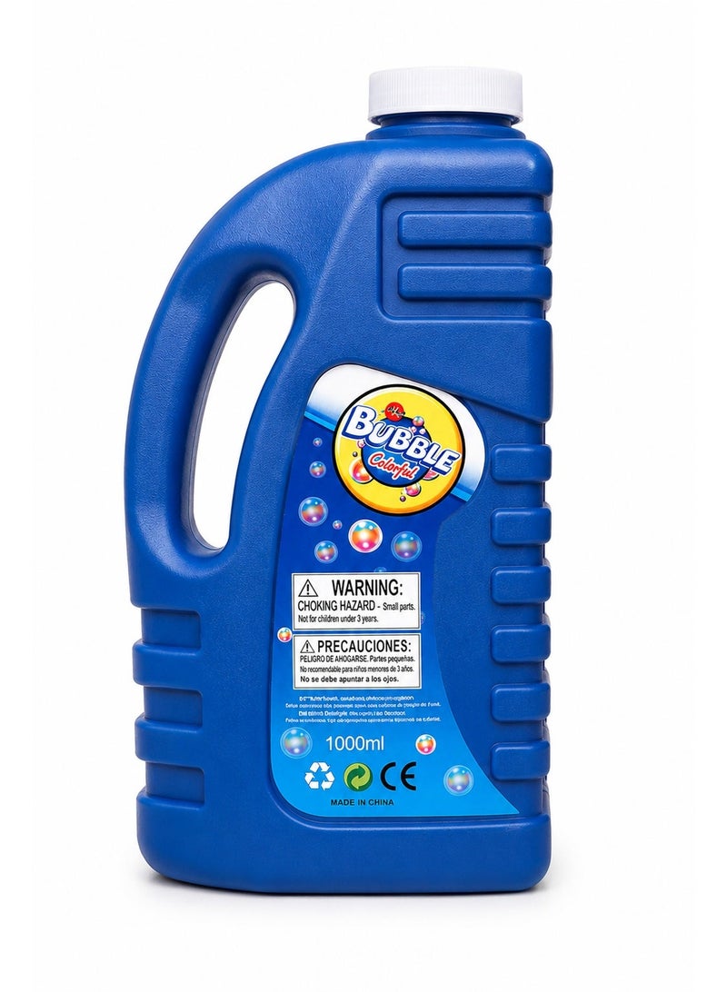 Bubble Refill Liquid 1000ml Blue Bottle – Large Capacity Bubble Solution Refill with Easy-Grip Handle, Secure Screw Cap for Bubble Wands, Bubble Machines, Outdoor Play & Party Fun - Image 1