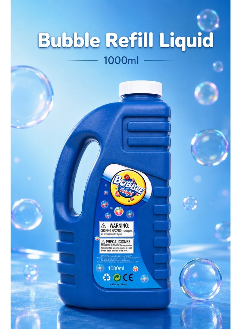 Bubble Refill Liquid 1000ml Blue Bottle – Large Capacity Bubble Solution Refill with Easy-Grip Handle, Secure Screw Cap for Bubble Wands, Bubble Machines, Outdoor Play & Party Fun - Image 2
