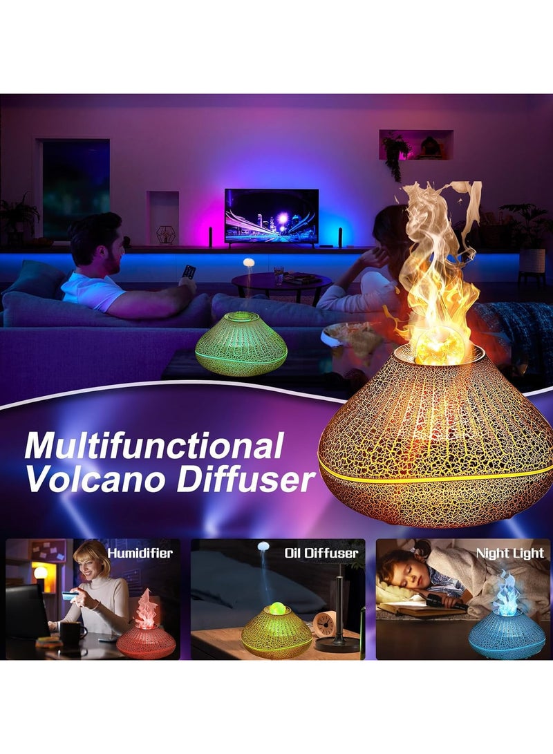 Humidifier and Air Purifier in One, Flame Oil Diffuser,Air Humidifier, Humidifier Oil Fragrance, USB Humidifier, Volcano Aromatherapy, 7 Color Night Light, Bedroom, Office, Auto-off  - Image 3