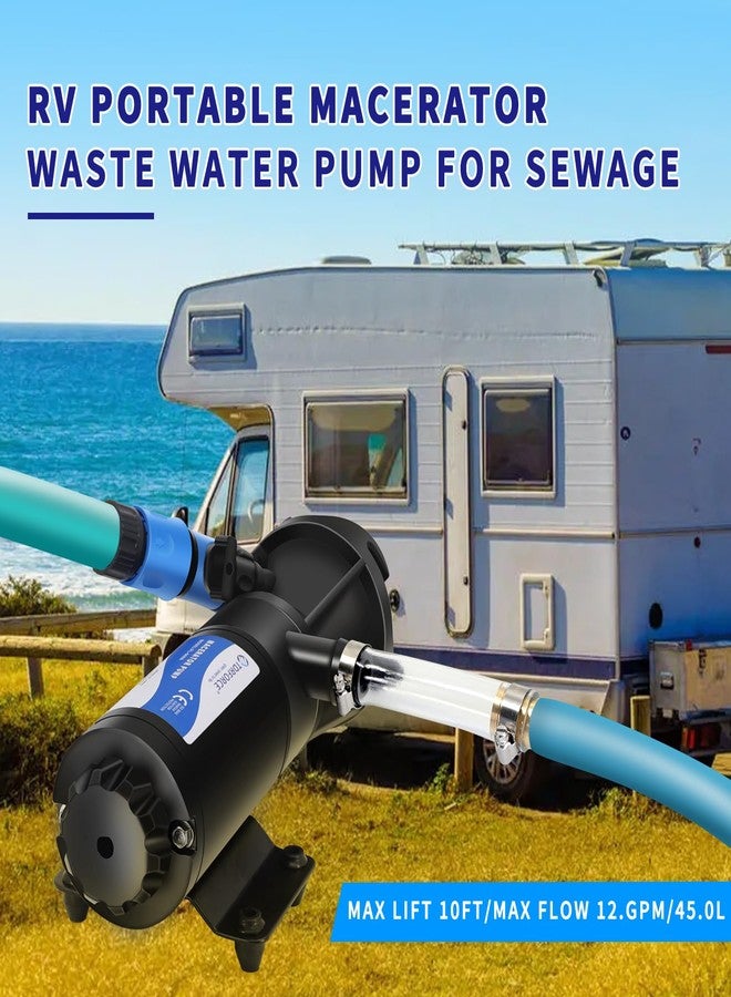 TDRFORCE 12v dc RV Macerator Pump Sewage Water Pump for RV Marine Boat Bilge Pump Portable RV Sewer Pump for Grey Black Water Tank 12GPM Self-Priming Campers Waste Dumping with Accessories Kit - Image 3
