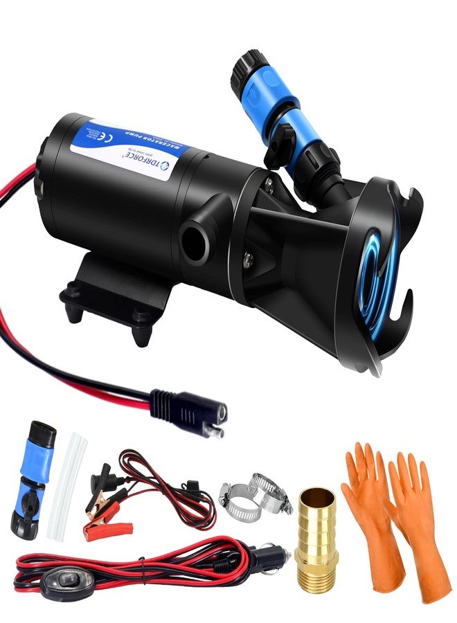 TDRFORCE 12v dc RV Macerator Pump Sewage Water Pump for RV Marine Boat Bilge Pump Portable RV Sewer Pump for Grey Black Water Tank 12GPM Self-Priming Campers Waste Dumping with Accessories Kit - Image 1