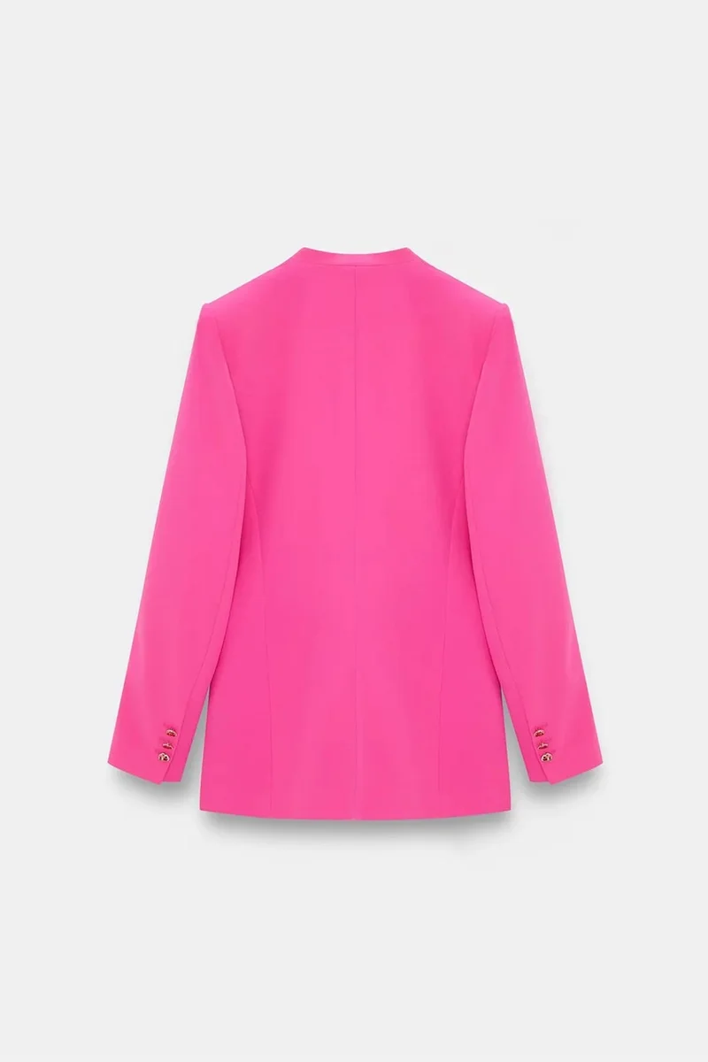 Dilvin Bright Pink DILVIN Women’s Slim Fit Crepe Blazer Jacket for Women | Best Price UAE