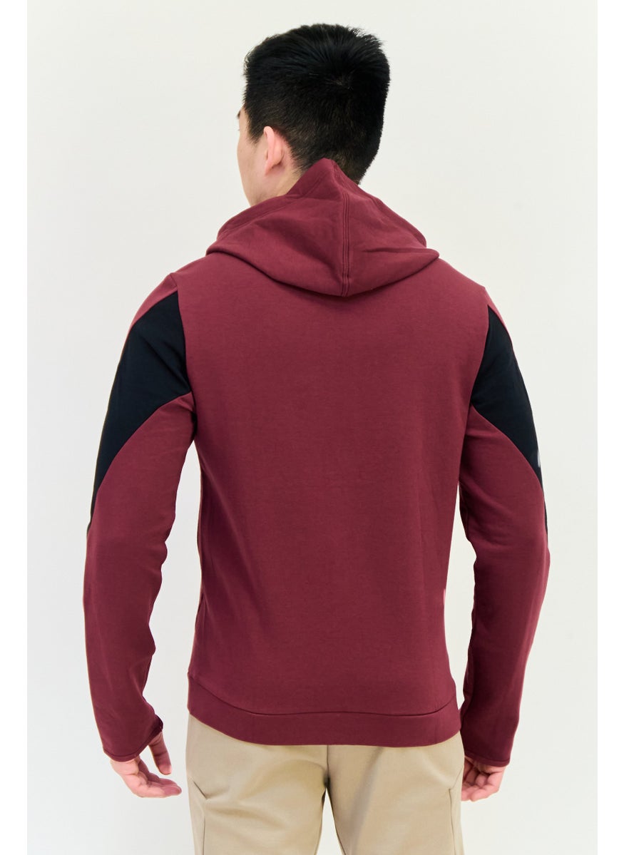 Reebok Men Sportswear Fit Brand Logo Long Sleeves Outdoor Hoodie, Maroon  - Image 2