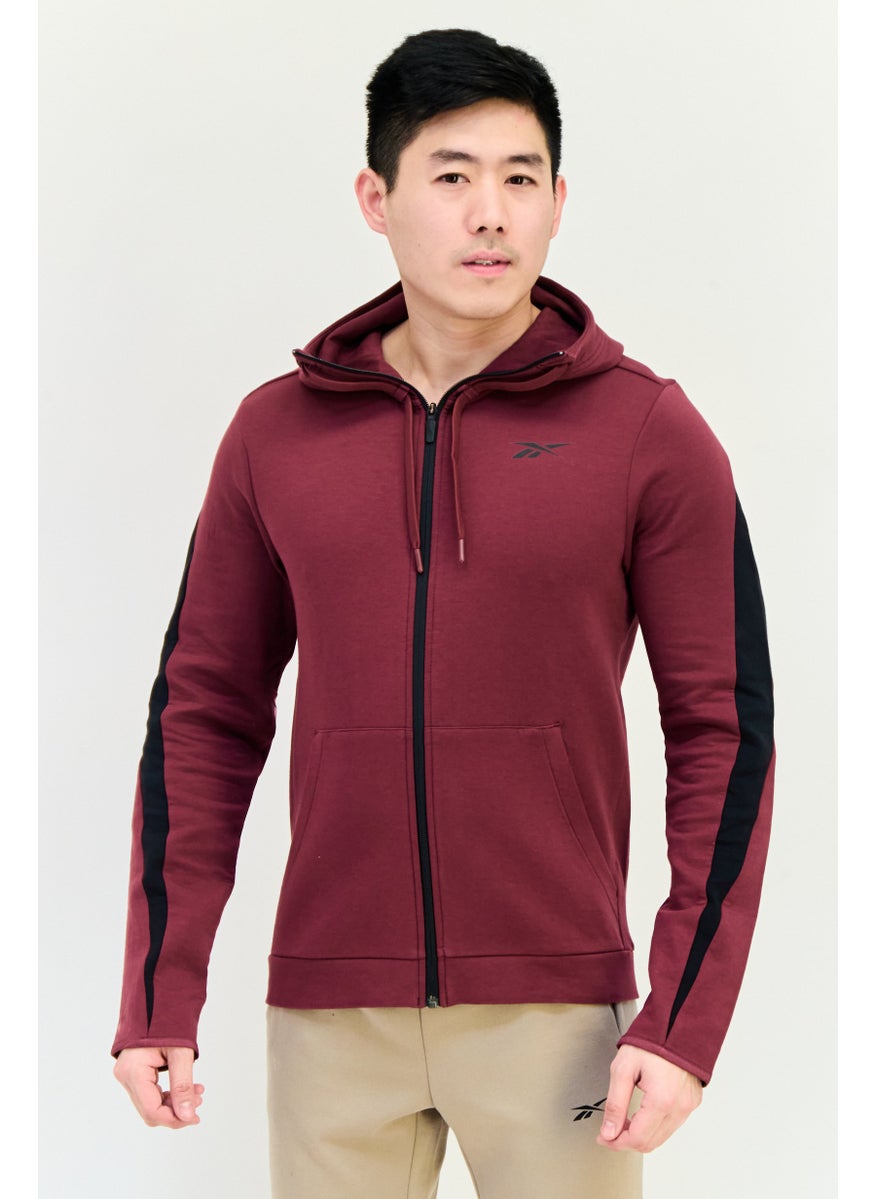 Reebok Men Sportswear Fit Brand Logo Long Sleeves Outdoor Hoodie, Maroon  - Image 1