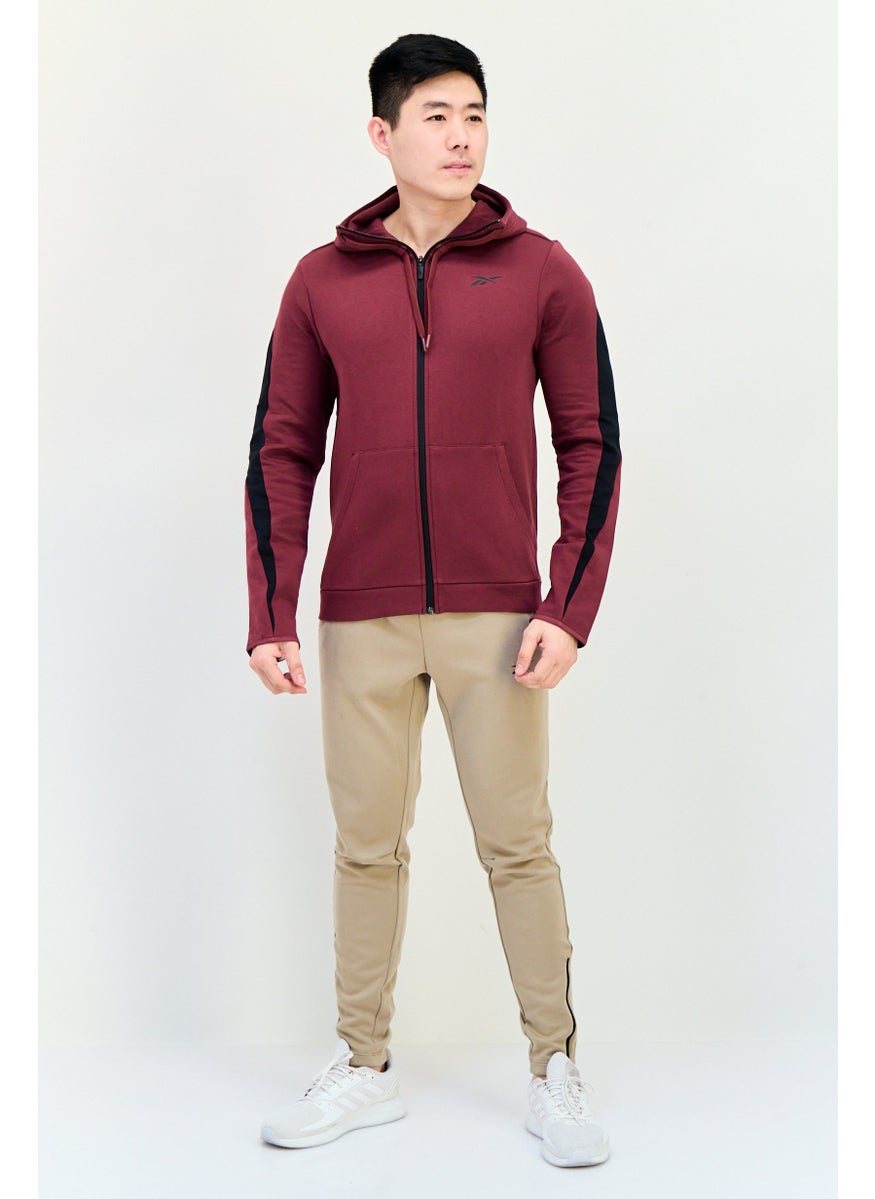 Reebok Men Sportswear Fit Brand Logo Long Sleeves Outdoor Hoodie, Maroon  - Image 3